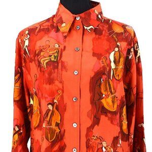 RARE Hermes silk "Concerto" silk blouse shirt